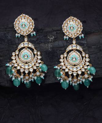 Mint kundan dangler earrings 5