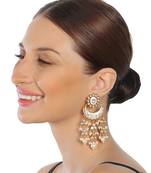 White meenakari kundan chaandbaali earrings