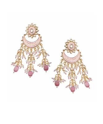 Pink kundan chaandbaali earrings 3