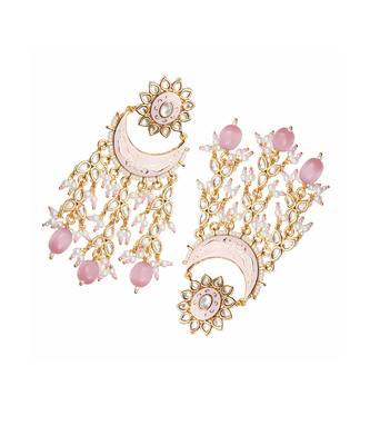 Pink kundan chaandbaali earrings 4
