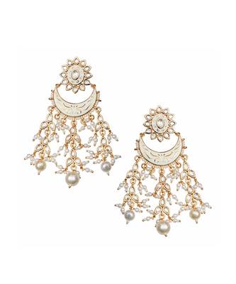 White meenakari kundan chaandbaali earrings 3