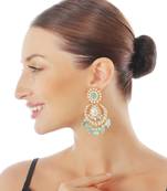 Mint meenakari kundan chaandbaali earrings