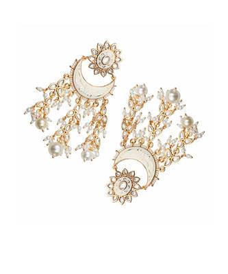 White meenakari kundan chaandbaali earrings 4