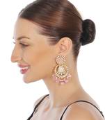 Pink oval kundan chaandbaali earrings