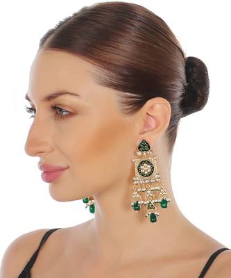 Green kundan dangler earrings 1