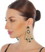 Green kundan dangler earrings