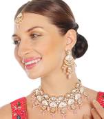 Pink and white meenakari kundan choker set