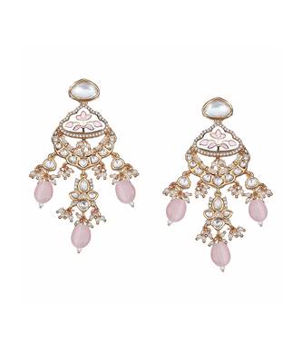 Pink and white meenakari kundan choker set 4