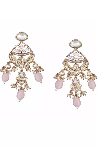 Pink and white meenakari kundan choker set