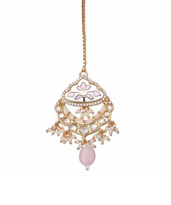 Pink and white meenakari kundan choker set 5