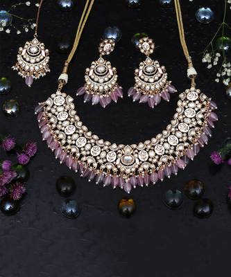 Blush pink meenakari kundan choker set 1