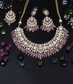 Blush pink meenakari kundan choker set