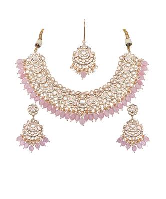 Blush pink meenakari kundan choker set 2