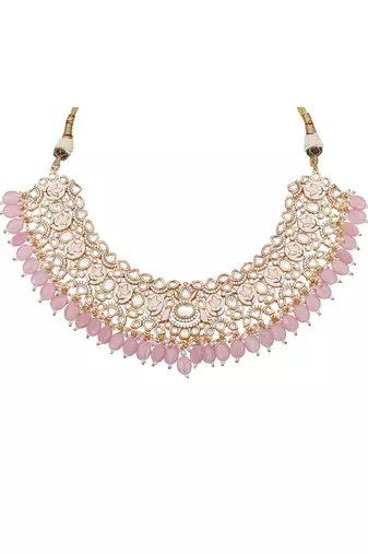 Blush pink meenakari kundan choker set