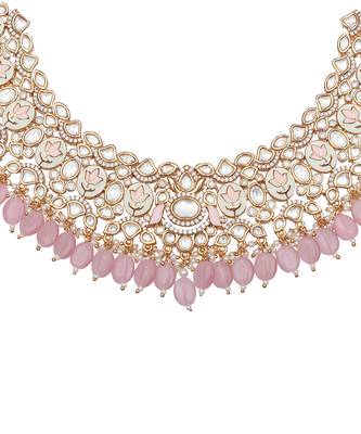 Blush pink meenakari kundan choker set 5