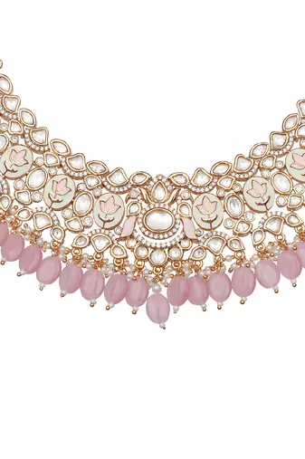 Blush pink meenakari kundan choker set