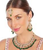 Emerald green meenakari kundan choker set