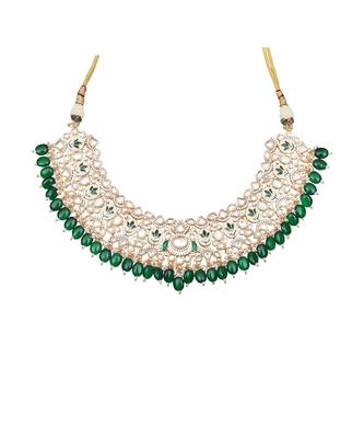 Emerald green meenakari kundan choker set 3