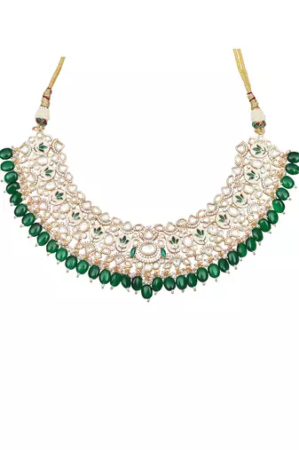 Emerald green meenakari kundan choker set