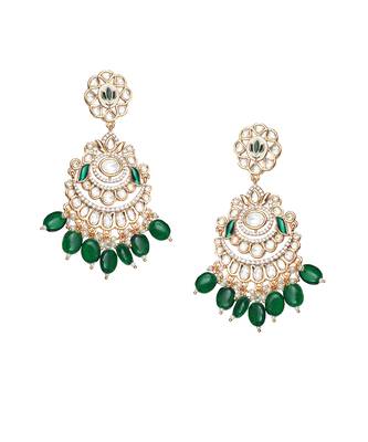 Emerald green meenakari kundan choker set 4