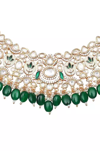 Emerald green meenakari kundan choker set