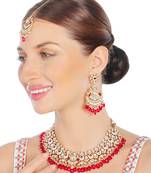 Vibrant red meenakari kundan choker set