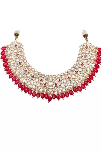Vibrant red meenakari kundan choker set
