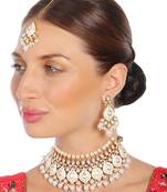 White meenakari kundan pearl choker set