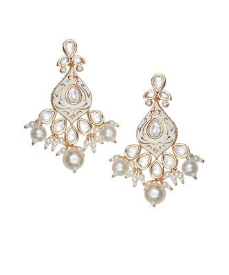 White meenakari kundan pearl choker set 4