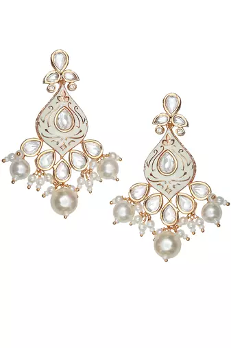 White meenakari kundan pearl choker set