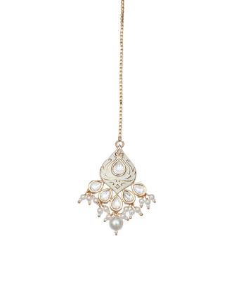 White meenakari kundan pearl choker set 5