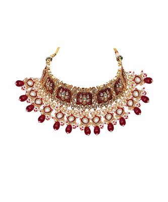 Red meenakari kundan choker set 3