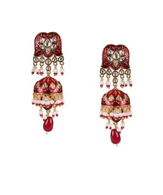 Red meenakari kundan choker set 4