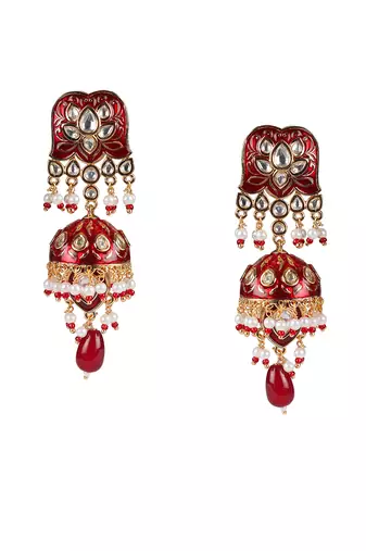 Red meenakari kundan choker set