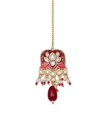 Red meenakari kundan choker set 5