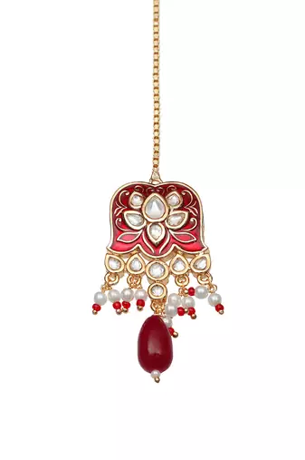 Red meenakari kundan choker set