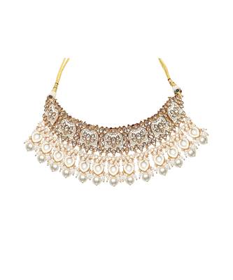 White meenakari kundan choker set 3
