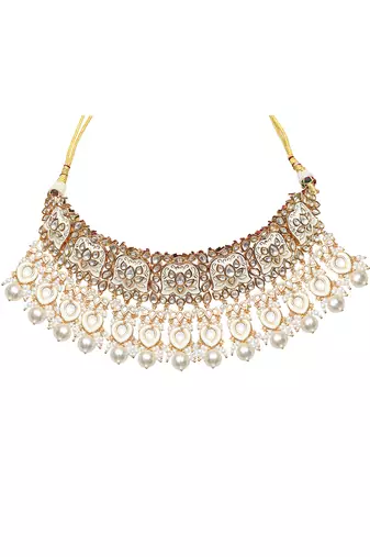 White meenakari kundan choker set