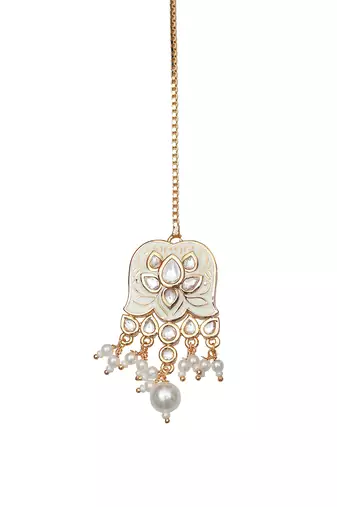 White meenakari kundan choker set