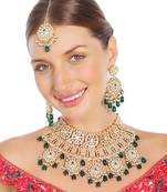 Emerald green bridal meenakari kundan choker set