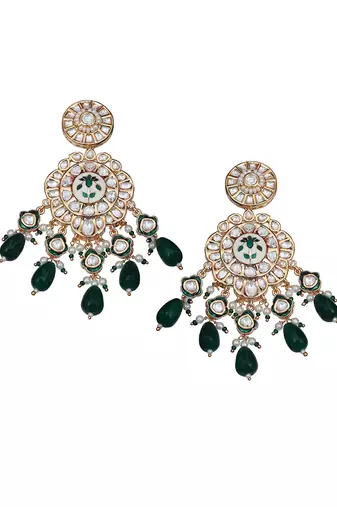 Emerald green bridal meenakari kundan choker set