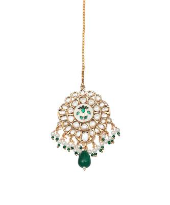 Emerald green bridal meenakari kundan choker set 5