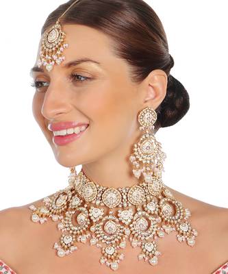 Ivory bridal meenakari kundan choker set 1
