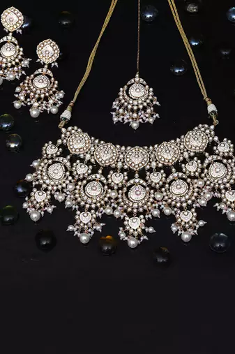 Ivory bridal meenakari kundan choker set