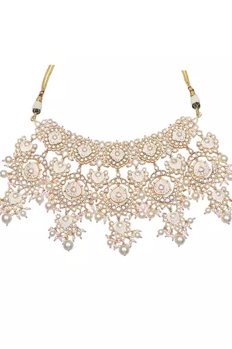 Ivory bridal meenakari kundan choker set