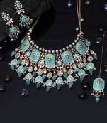 Exquisite mint meenakari kundan choker set