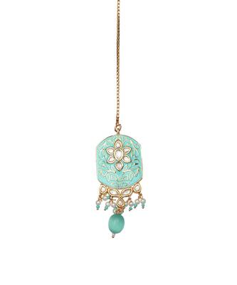 Exquisite mint meenakari kundan choker set 4