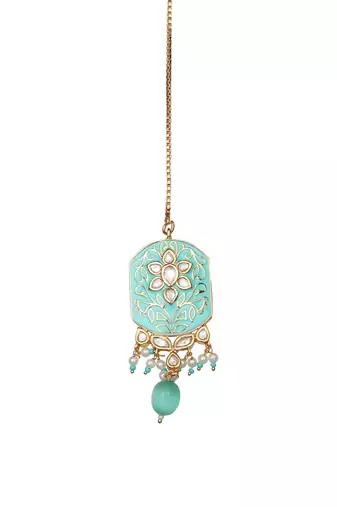 Exquisite mint meenakari kundan choker set
