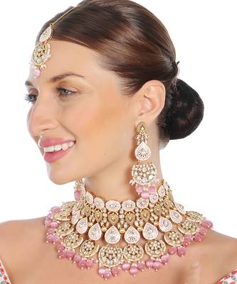 Pink kundan choker set 1