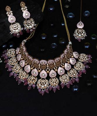 Pink kundan choker set 2
